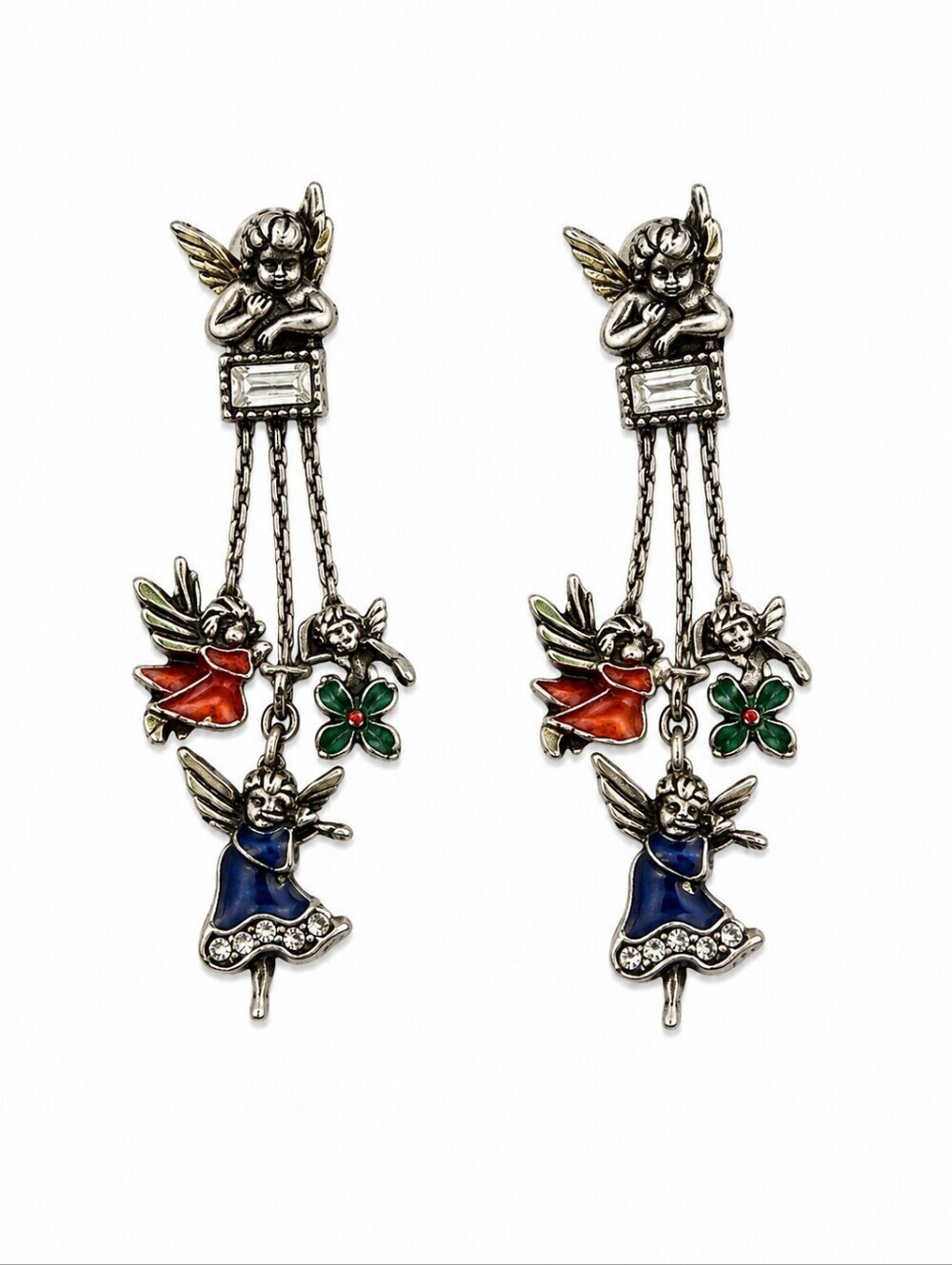 VTG Unique Cherub Angel Valentine's Dangle Post Earrings